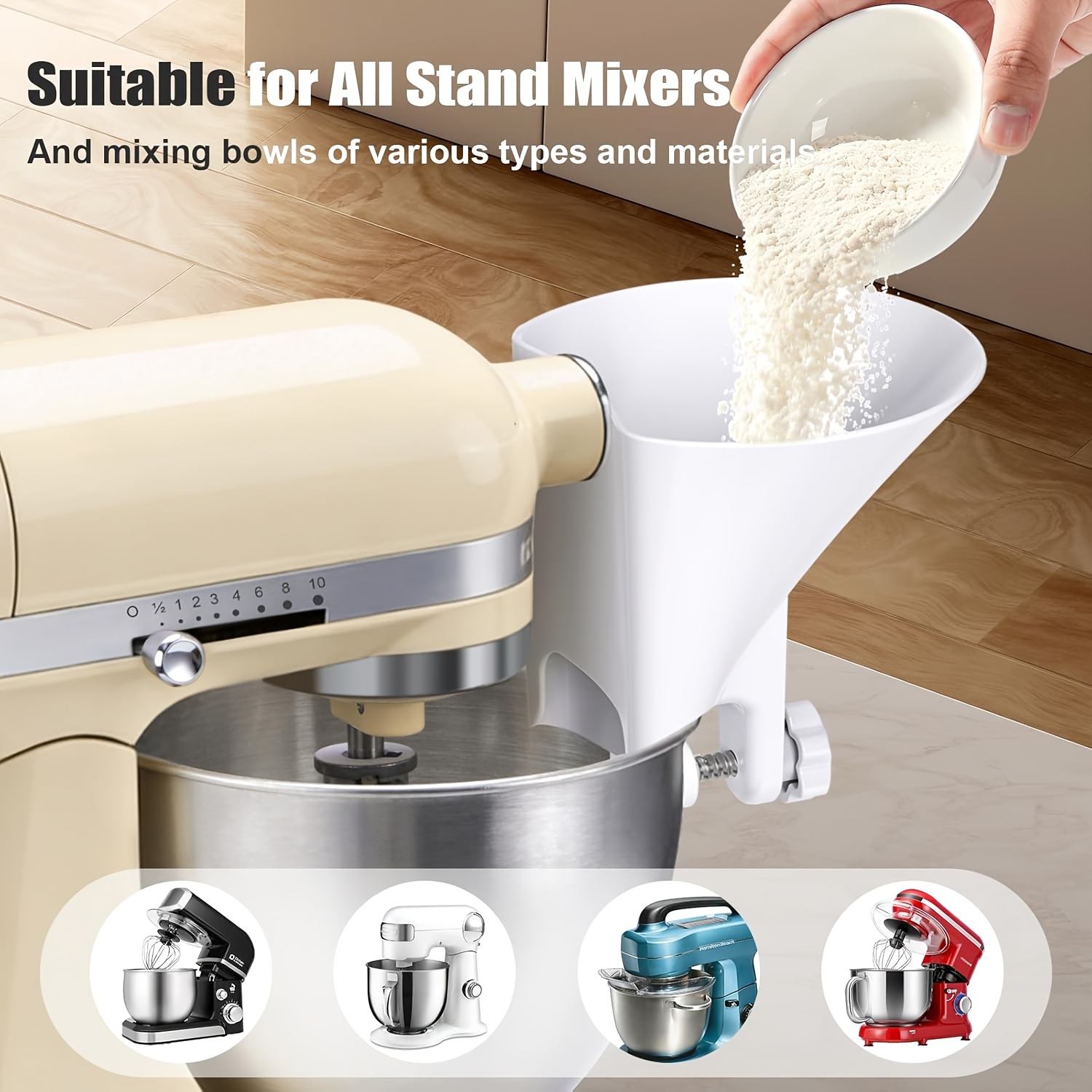 قمع عريض الفوهة لصب الدقيق وال - مراجعة Kitchen Aid Baking Mixer وسعره